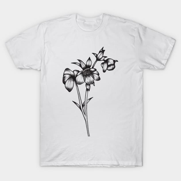 Hellebore linedrawing T-Shirt by RosanneCreates